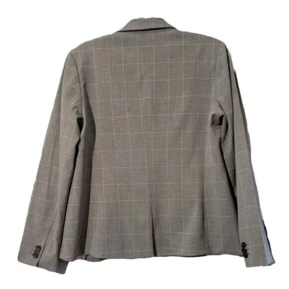 Women's Banana Republic Long & Lean Gray Windowpane Blazer - Sz 12P - Picture 2 of 6
